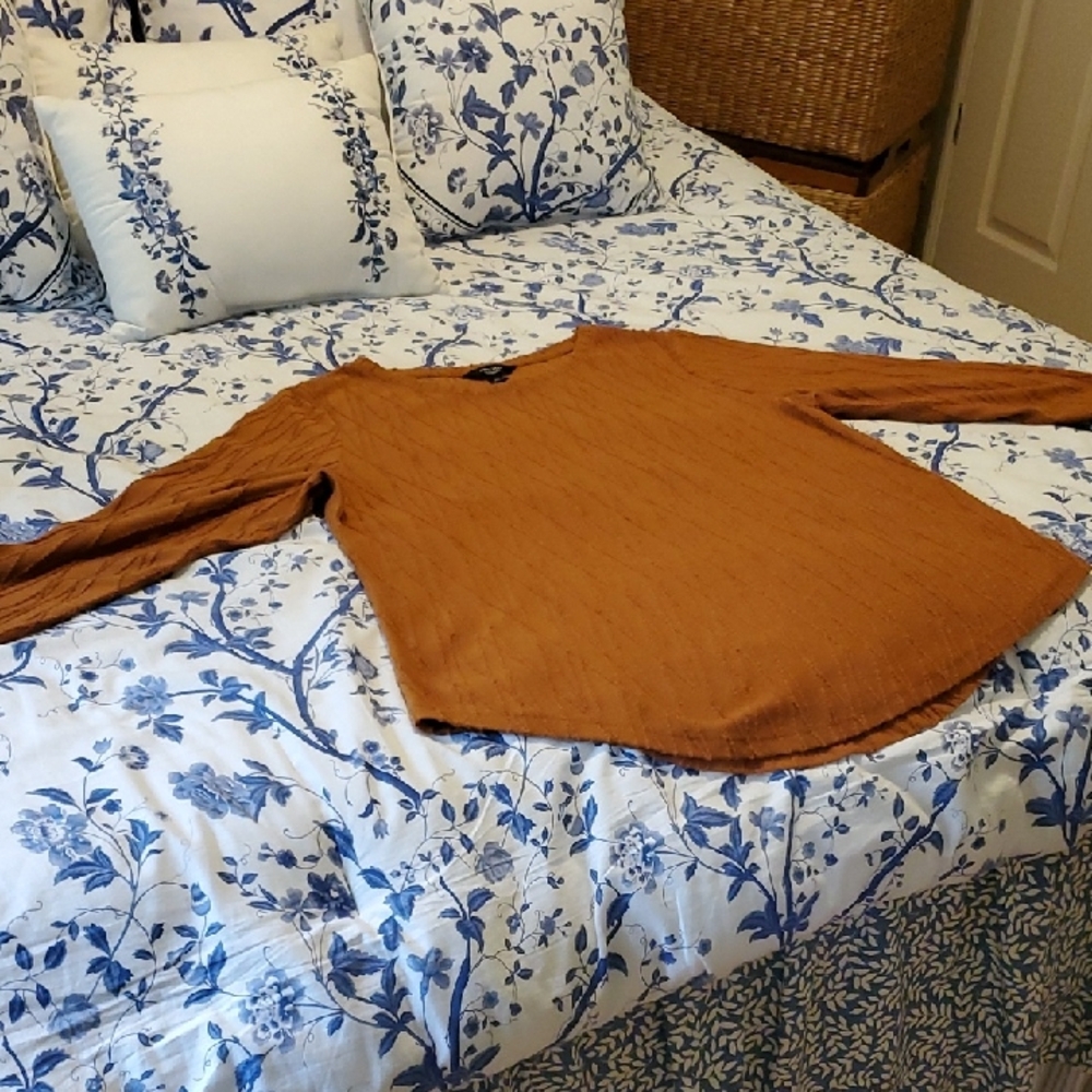 CURATED BY RUA'H KIBRIYA: Pumpkin-Colored Long-Sleeved Textured Top EUC